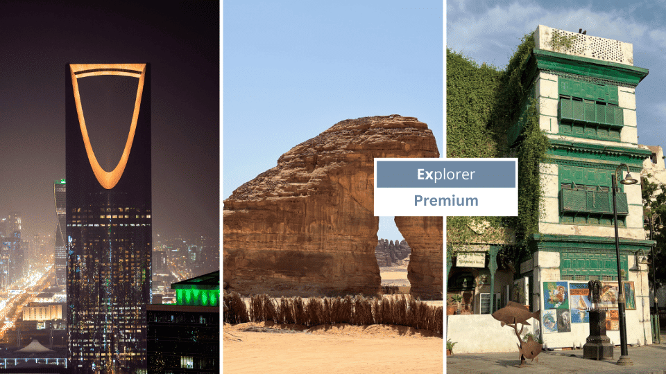 Riyadh - Kingdom Centre, AlUla - Elephant Rock, Jeddah - Al-Balad mit Batch "Explorer - Premium"